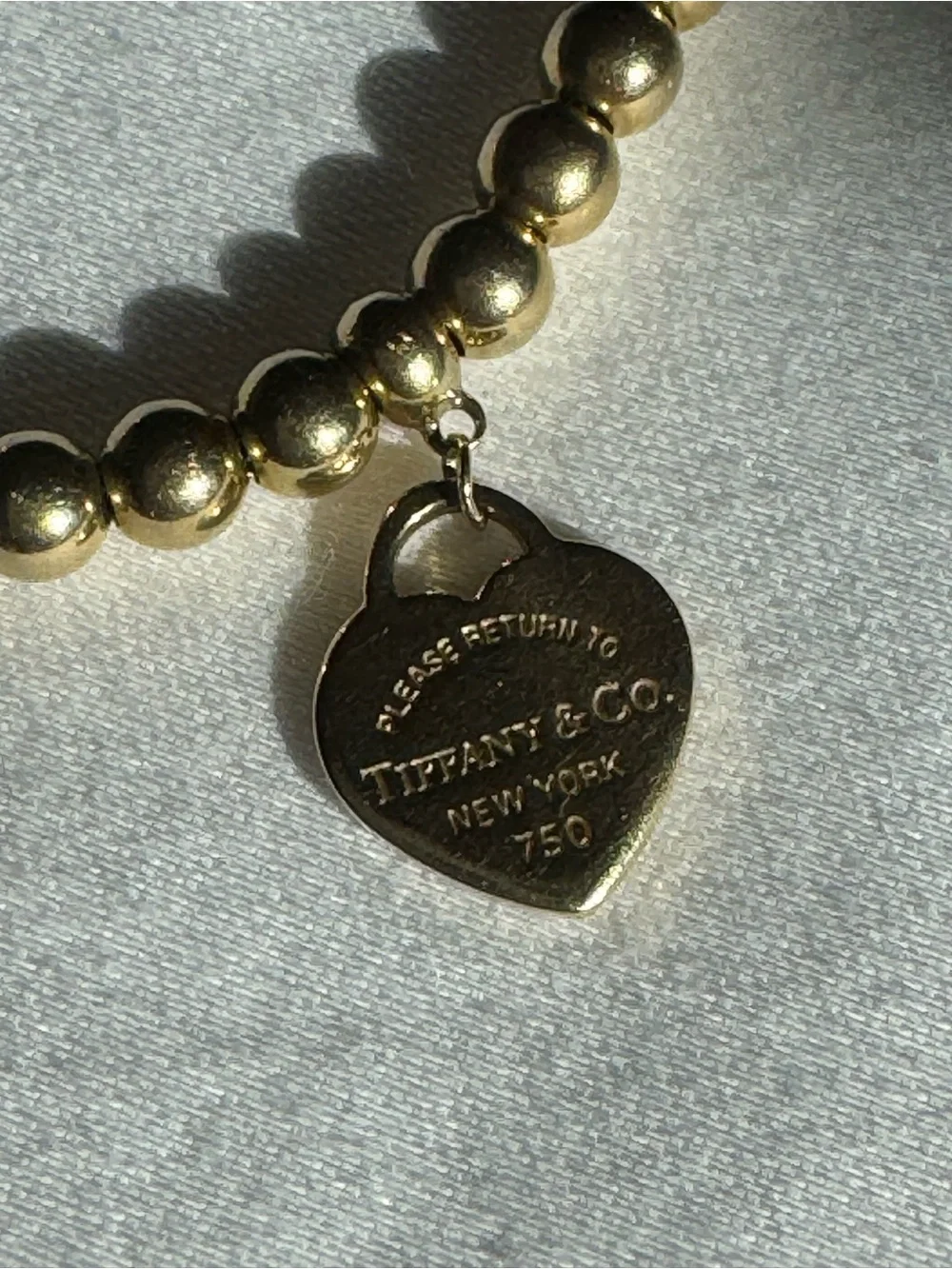 Tiffany and Co. Return to Tiffany 18k Gold 4mm beaded bracelet.  6.5 inches long